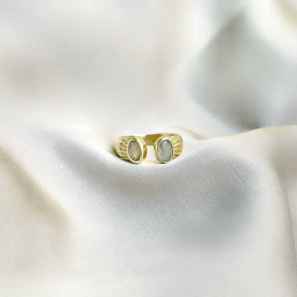 Bague Halo - Labradorite
