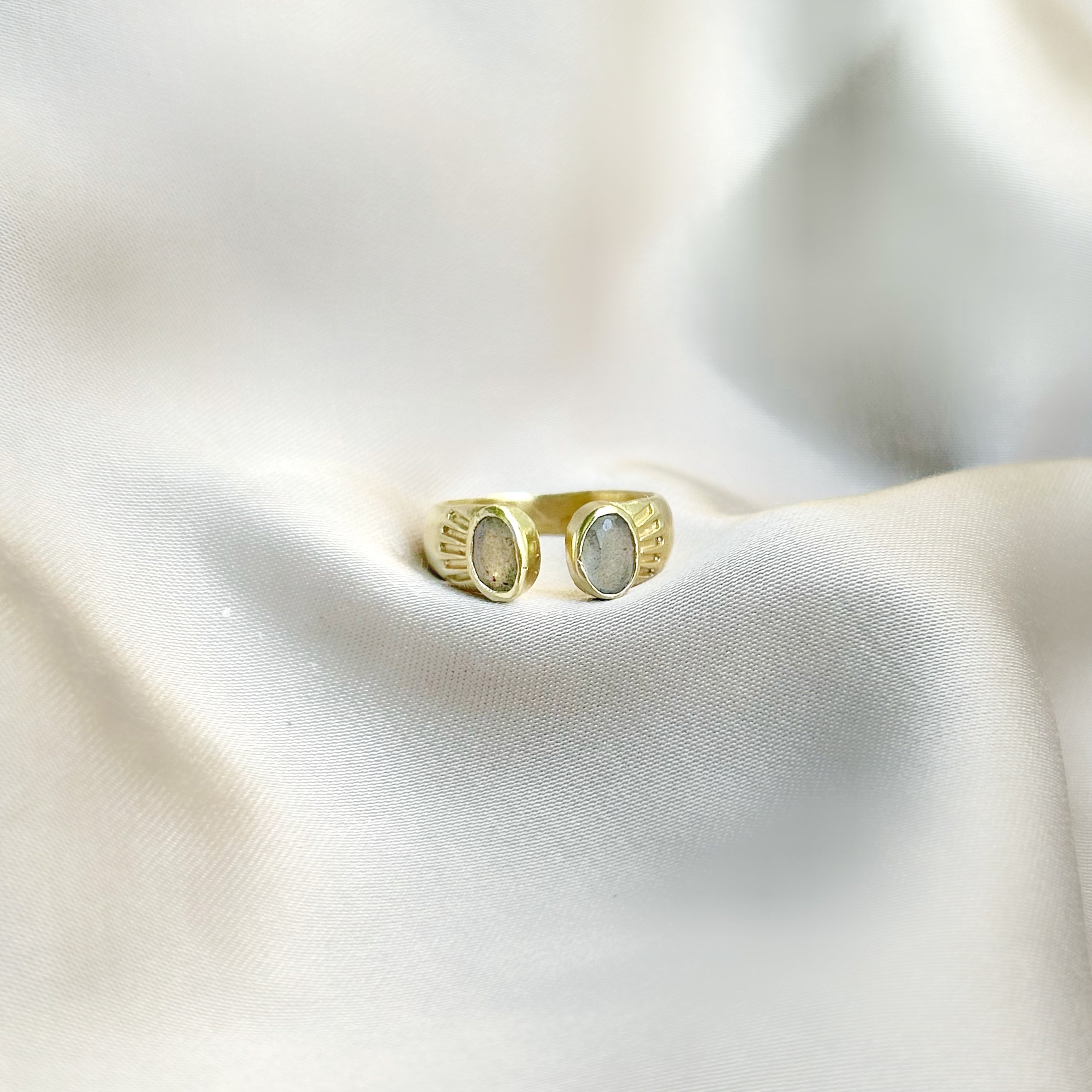 Bague Halo - Labradorite