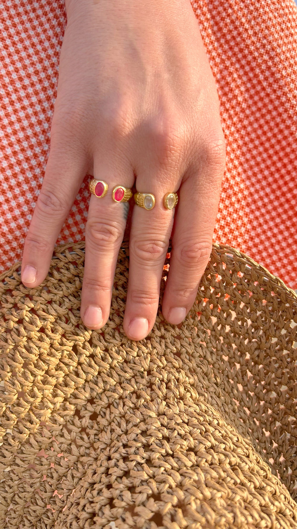 Bague Halo - Rubis