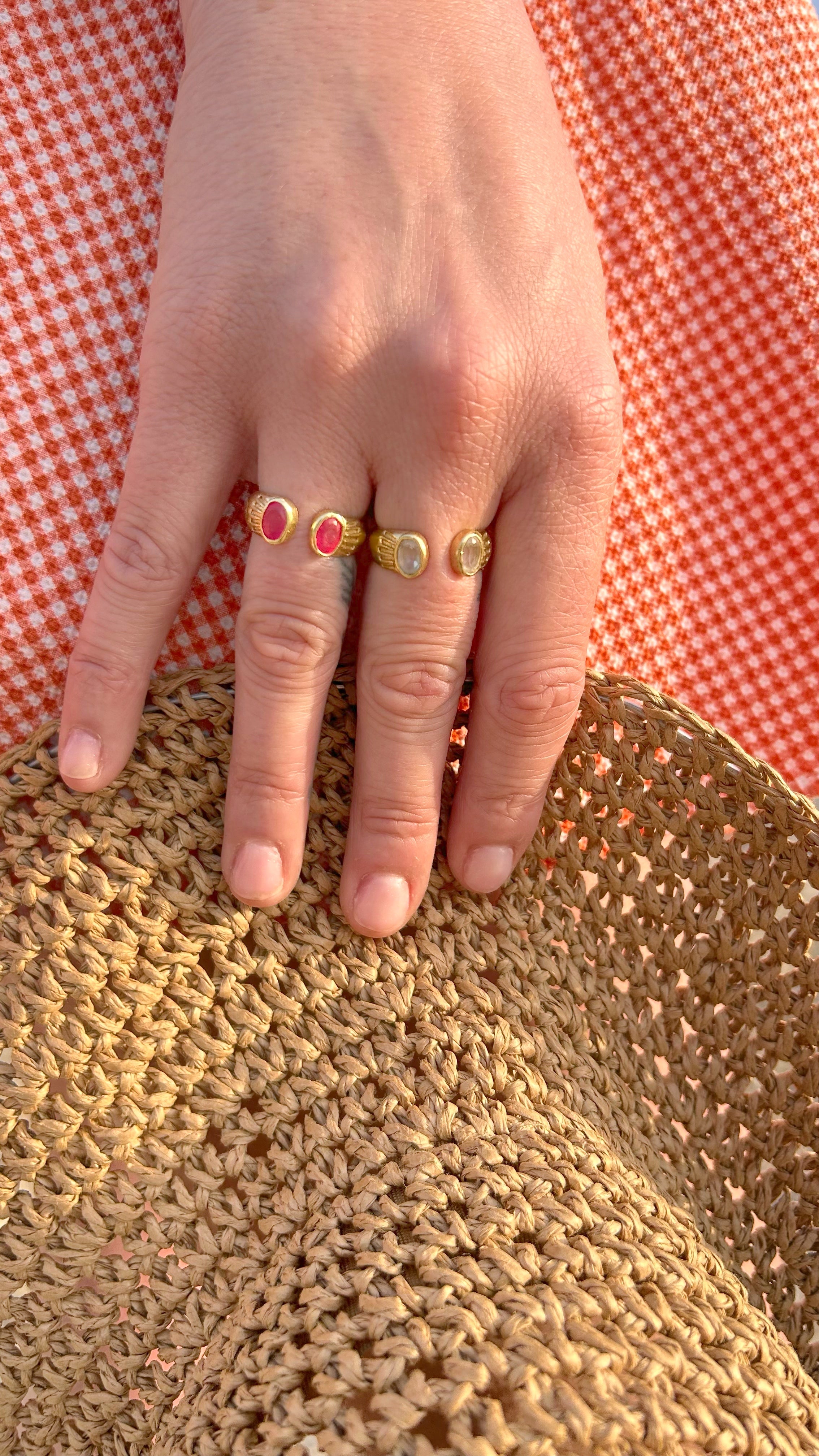 Bague Halo - Rubis
